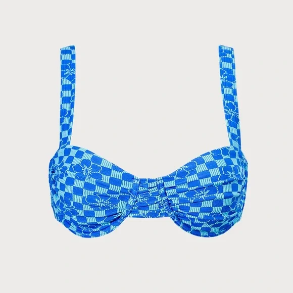 Berlook Blue Plaid Jacquard Underwire Bikini Set - Picture 4 of 7